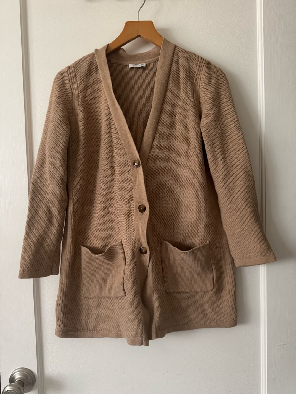 J Jill Classic Tan Button-Front Women's Cardigan Sweater